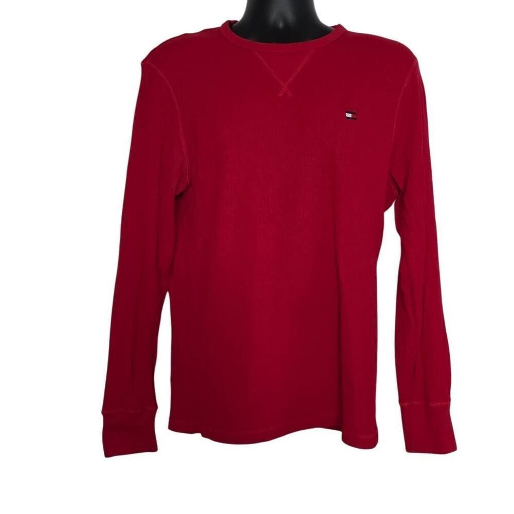 Tommy Hilfiger Men's Size Large Red Long Sleeve Thermal Sleepwear Shirt